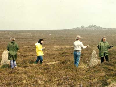 CEMG members dowsing at Tregeseal Circle (1992)